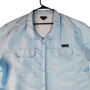 Realtree Fishing Mens XXL Light Blue Short Sleeve Button Down Performance Shirt